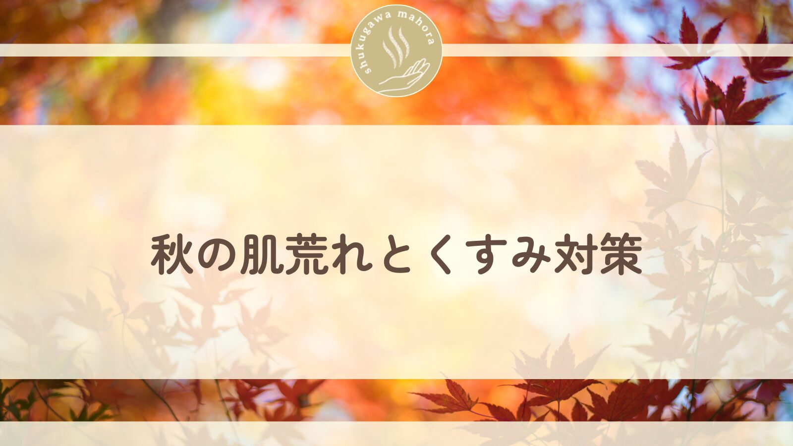 秋の肌荒れとくすみをケアする内側から整える美容鍼灸 西宮市夙川の鍼灸院